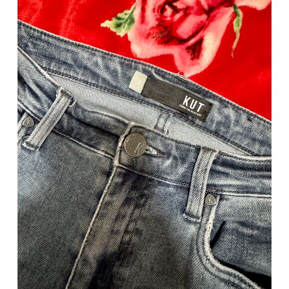 KUT High Rise Flare Jeans Women’s 4 Gray Raw Hem Soft Grunge - Picture 9 of 16